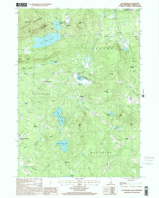 Classic USGS Tuftonboro New Hampshire 7.5'x7.5' Topo Map Image