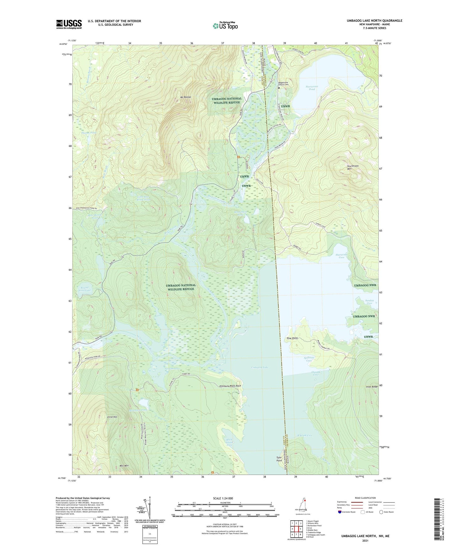 Umbagog Lake North New Hampshire US Topo Map Image