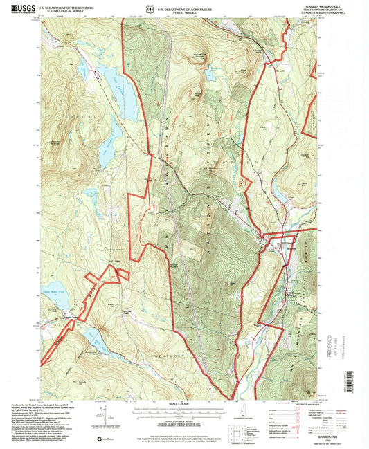 Classic USGS Warren New Hampshire 7.5'x7.5' Topo Map Image