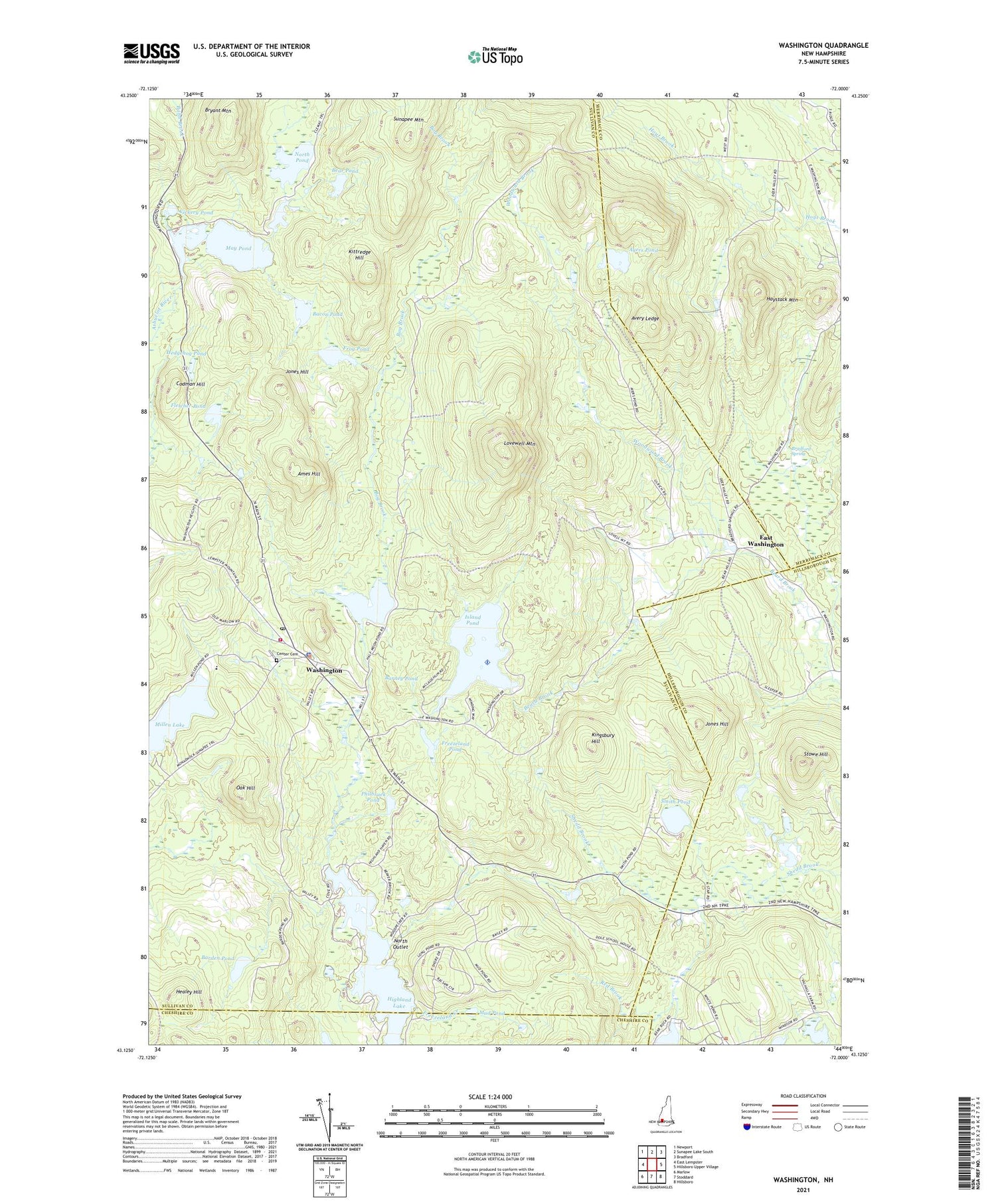 Washington New Hampshire US Topo Map Image