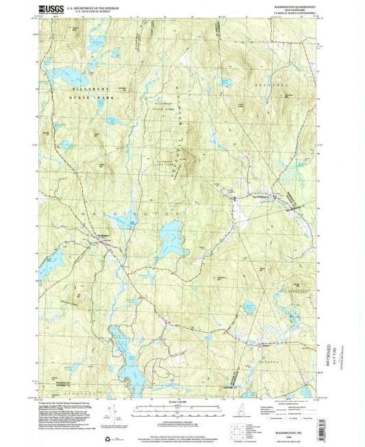Classic USGS Washington New Hampshire 7.5'x7.5' Topo Map Image