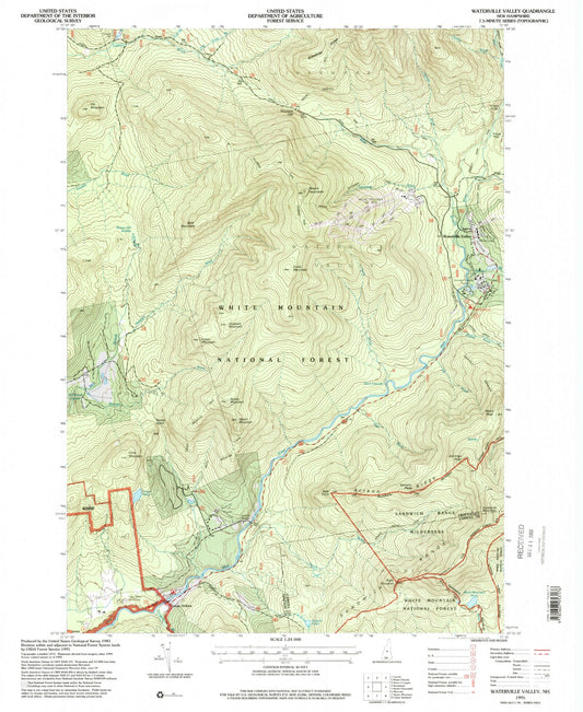 Classic USGS Waterville Valley New Hampshire 7.5'x7.5' Topo Map Image