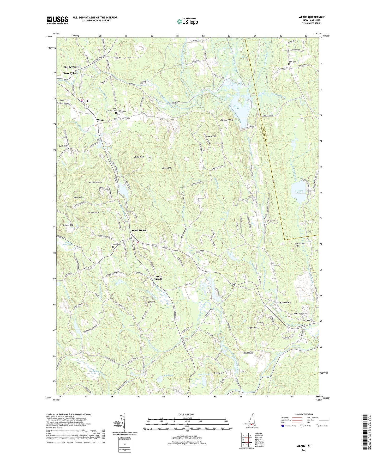 Weare New Hampshire US Topo Map Image