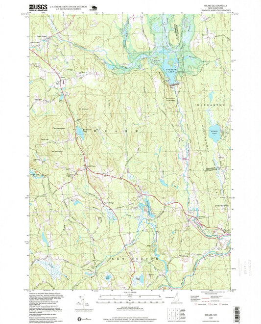 Classic USGS Weare New Hampshire 7.5'x7.5' Topo Map Image