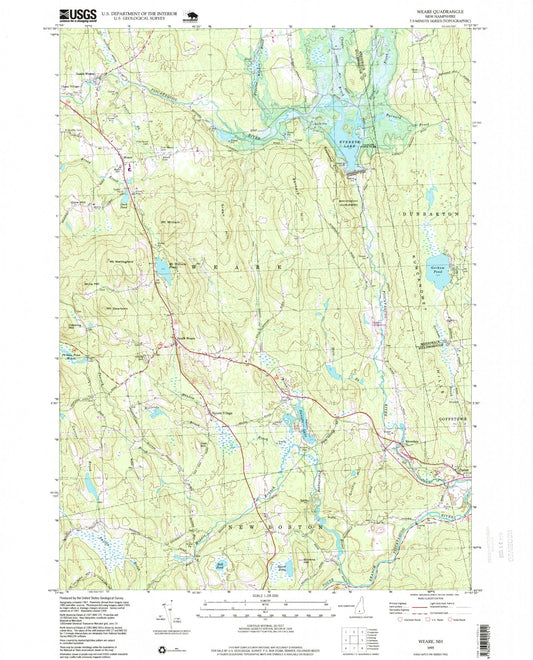 Classic USGS Weare New Hampshire 7.5'x7.5' Topo Map Image