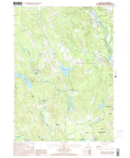 Classic USGS Webster New Hampshire 7.5'x7.5' Topo Map Image