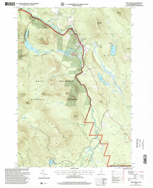 Classic USGS West Milan New Hampshire 7.5'x7.5' Topo Map Image