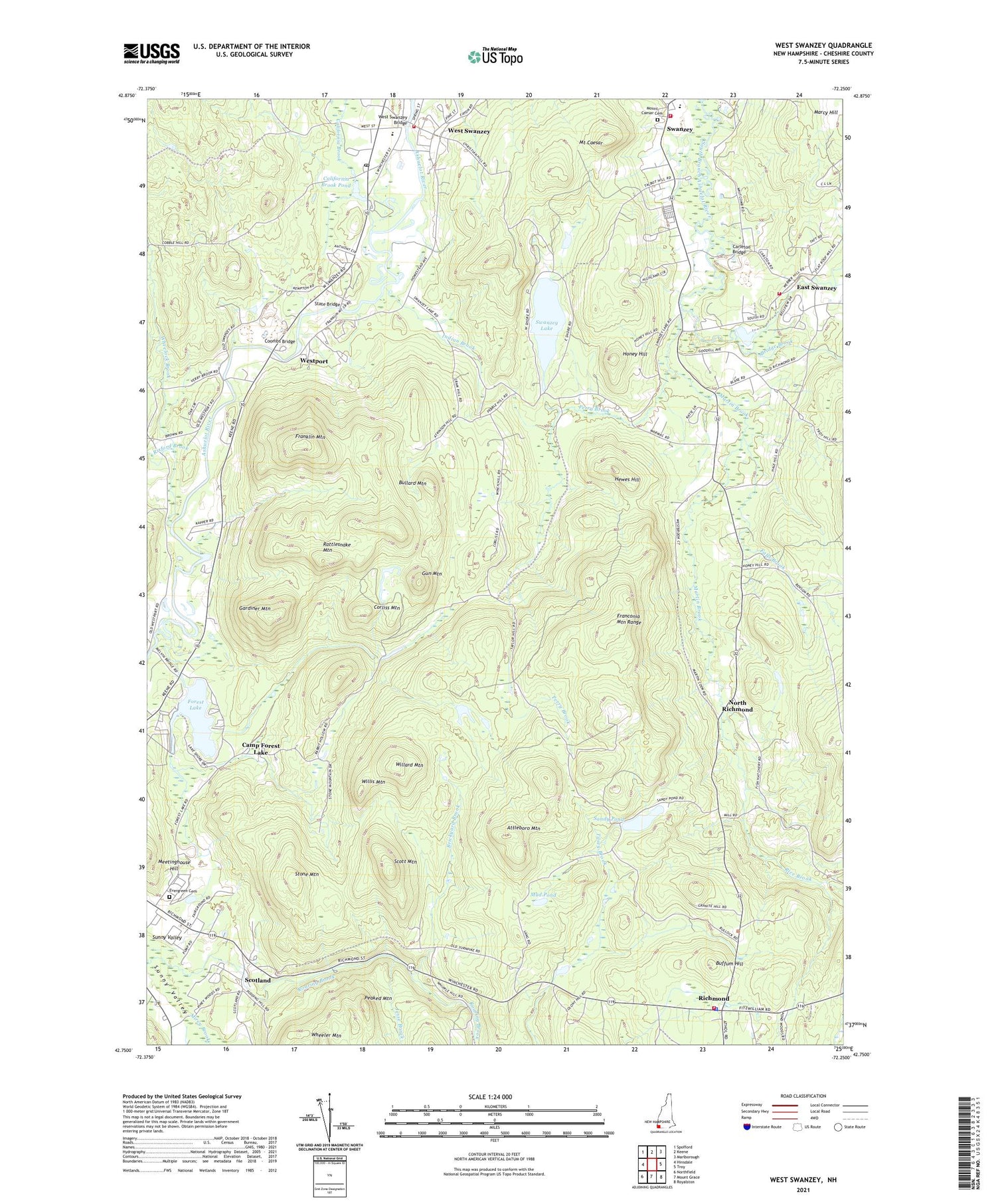 West Swanzey New Hampshire US Topo Map Image