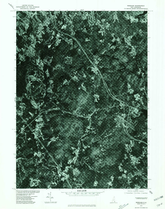 Classic USGS Windham New Hampshire 7.5'x7.5' Topo Map Image