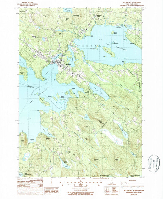 Classic USGS Wolfeboro New Hampshire 7.5'x7.5' Topo Map Image