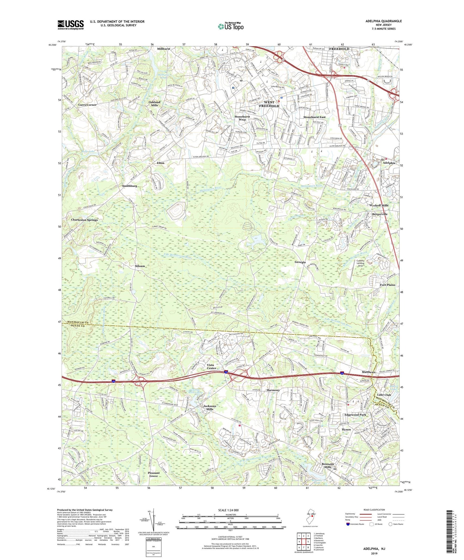 Adelphia New Jersey US Topo Map Image
