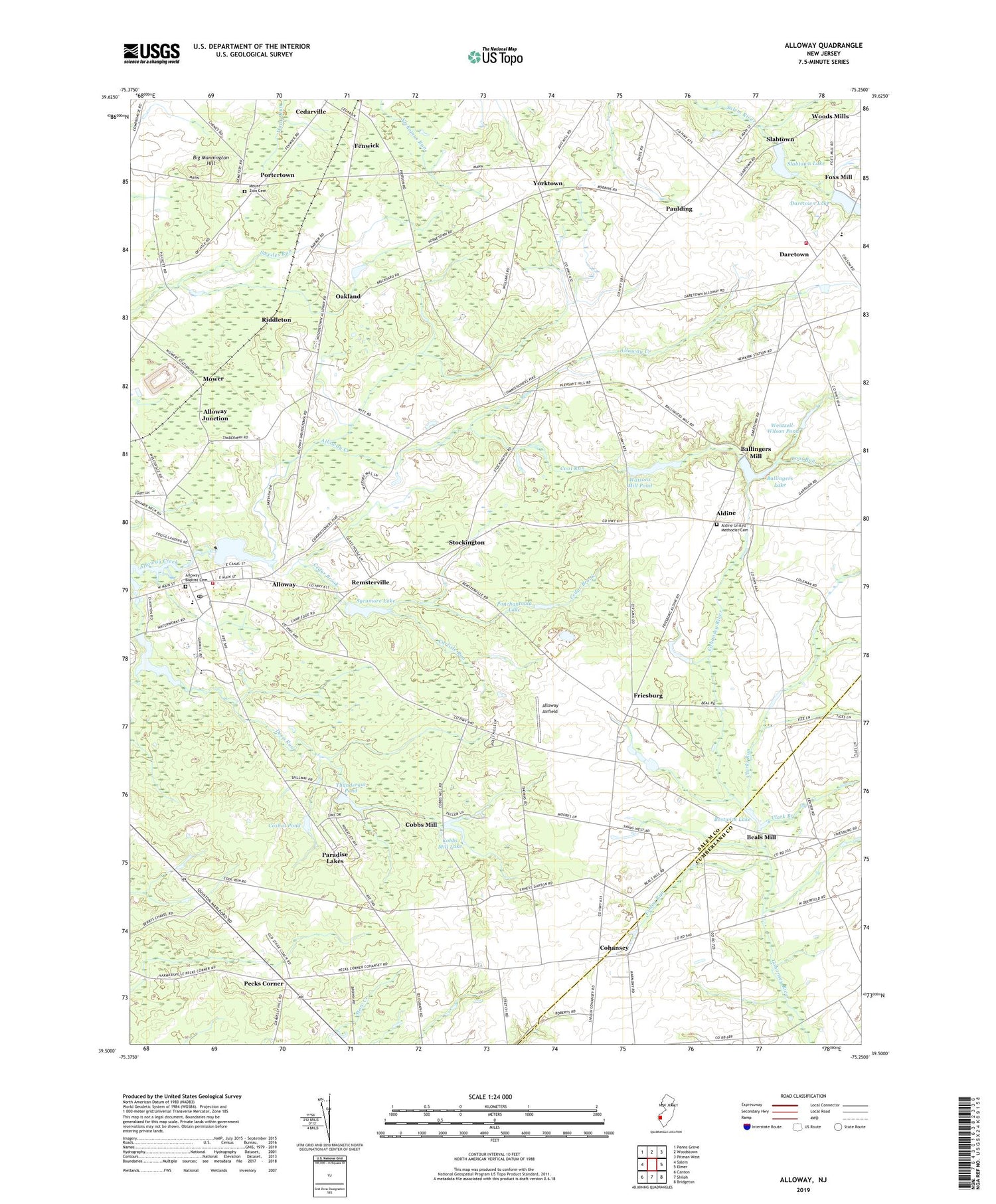 Alloway New Jersey US Topo Map Image