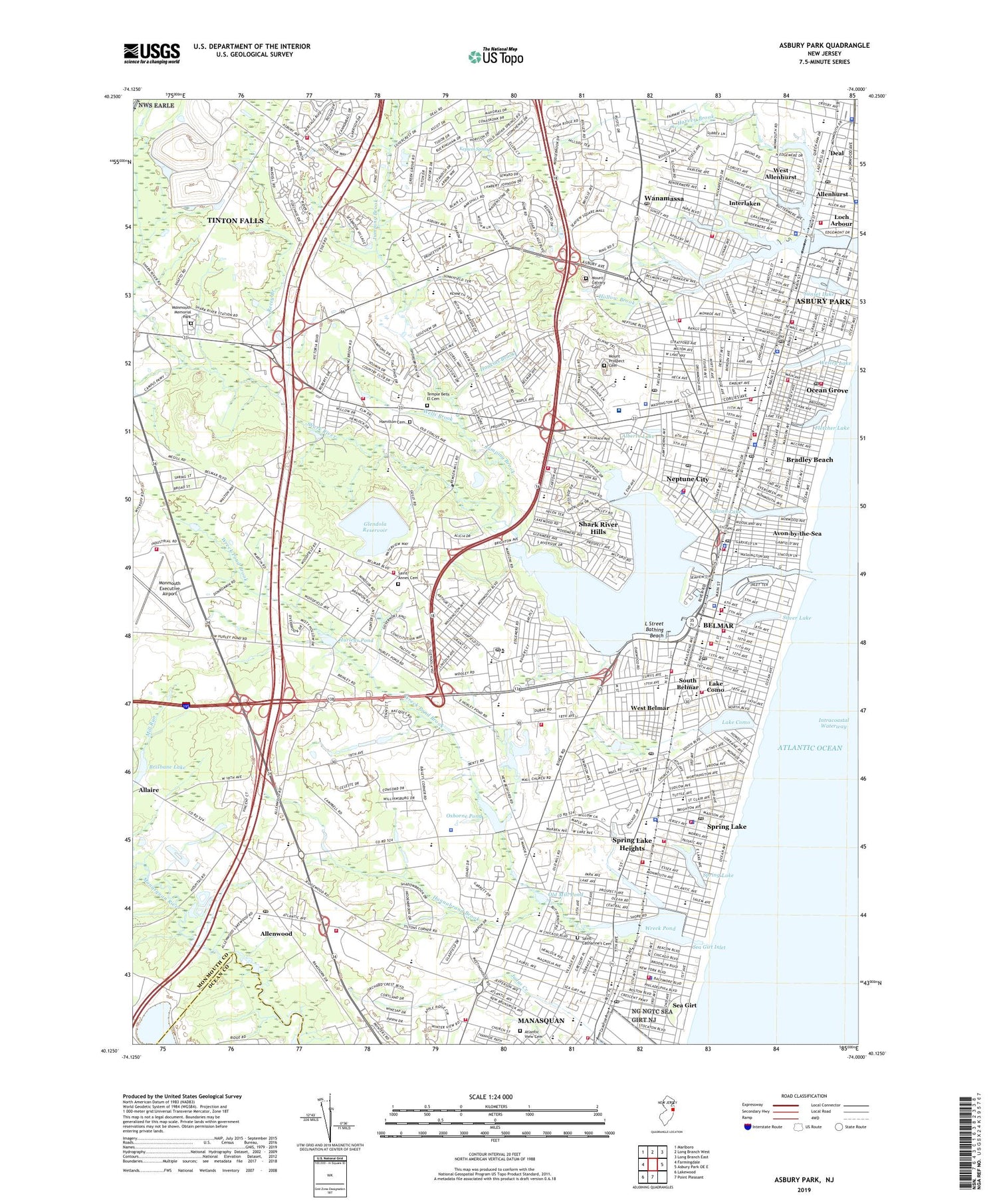 Asbury Park New Jersey US Topo Map Image