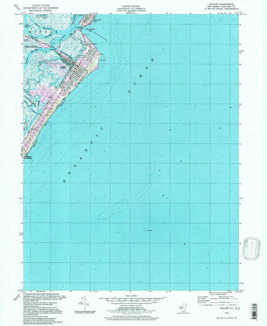 Classic USGS Avalon New Jersey 7.5'x7.5' Topo Map Image