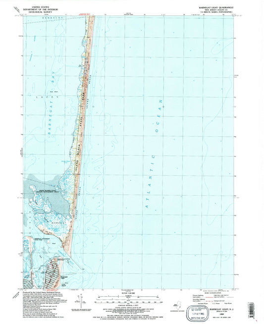 Classic USGS Barnegat Light New Jersey 7.5'x7.5' Topo Map Image