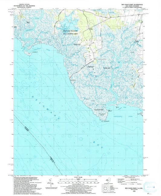 Classic USGS Ben Davis Point New Jersey 7.5'x7.5' Topo Map Image