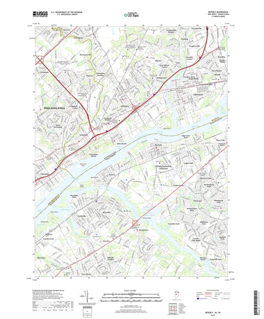 Beverly New Jersey US Topo Map Image