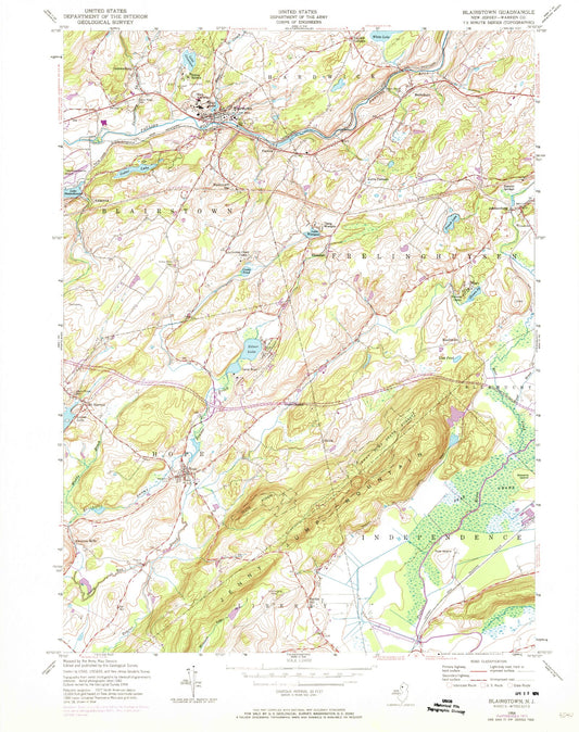 Classic USGS Blairstown New Jersey 7.5'x7.5' Topo Map Image