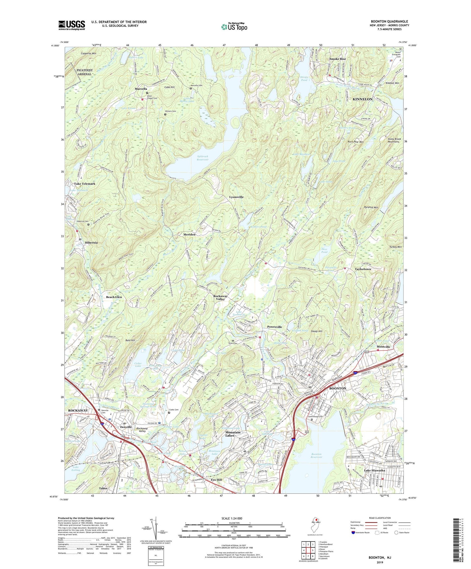 Boonton New Jersey US Topo Map Image