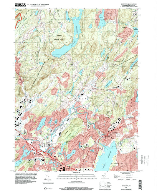 Classic USGS Boonton New Jersey 7.5'x7.5' Topo Map Image