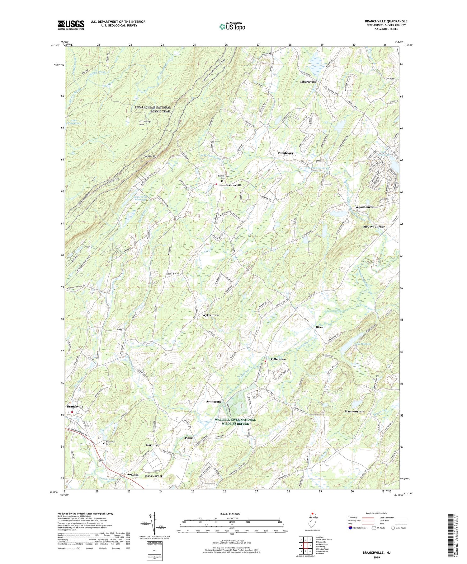 Branchville New Jersey US Topo Map Image