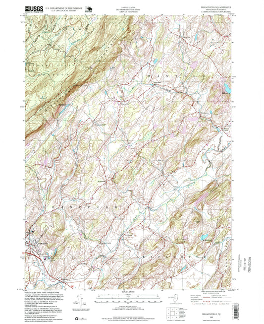 Classic USGS Branchville New Jersey 7.5'x7.5' Topo Map Image