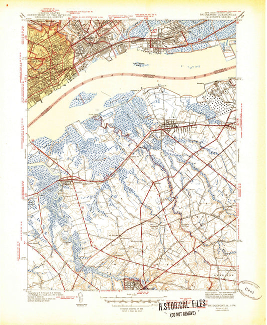 Classic USGS Bridgeport New Jersey 7.5'x7.5' Topo Map Image