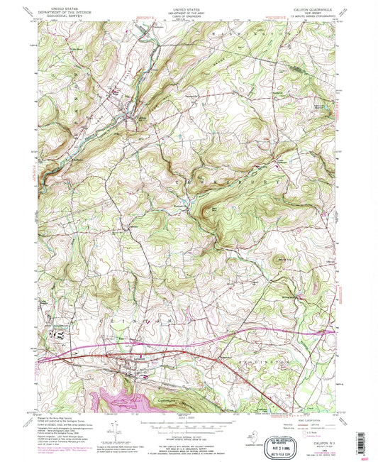 Classic USGS Califon New Jersey 7.5'x7.5' Topo Map Image