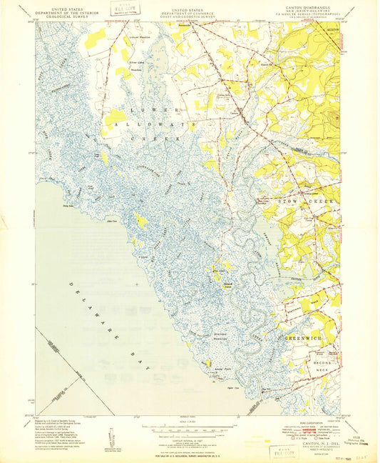 Classic USGS Canton New Jersey 7.5'x7.5' Topo Map Image