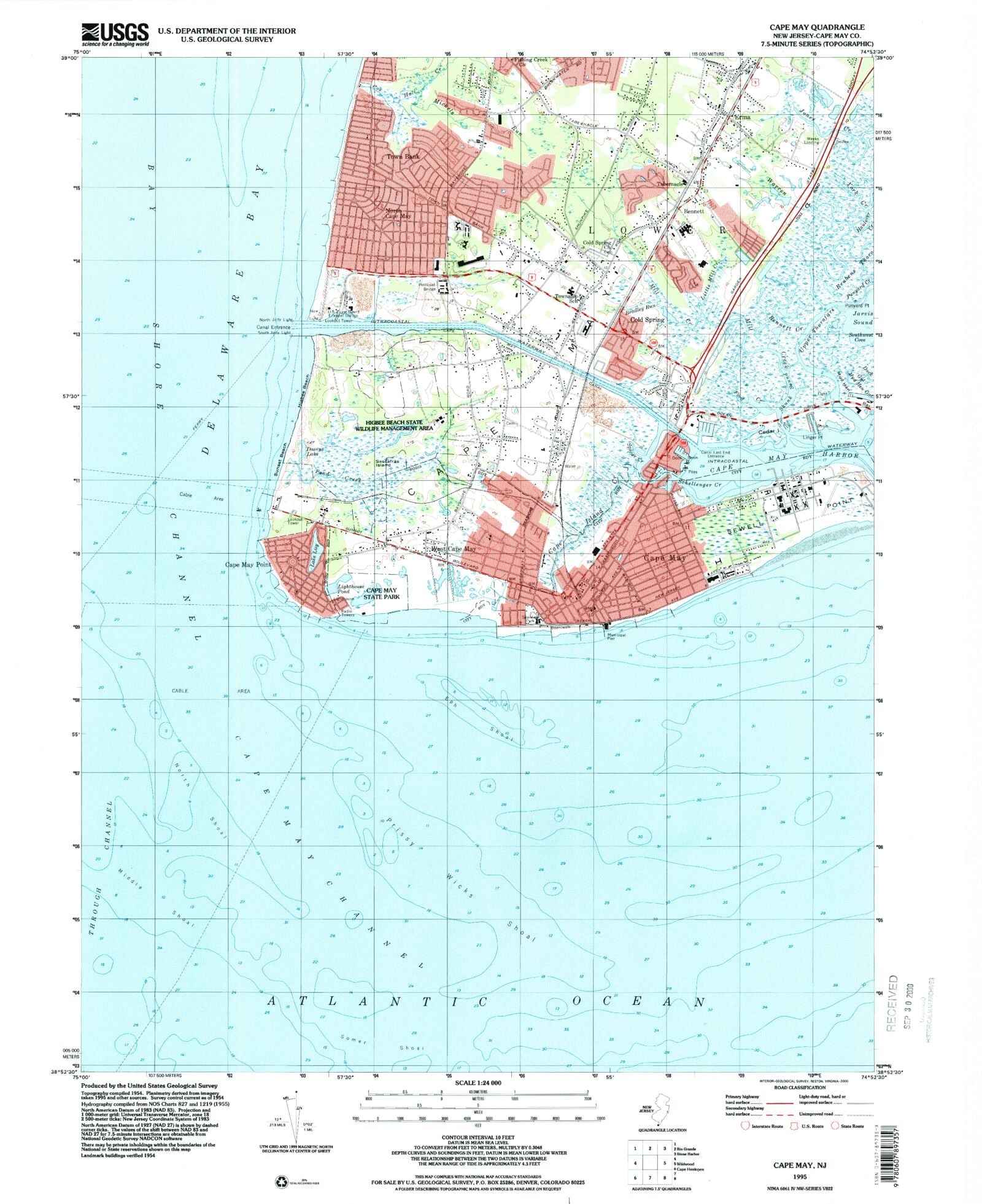MAP METER【COMCURVE-9】 Classic USGS Cape May New Jersey 7.5'x7.5' Topo Map – MyTopo