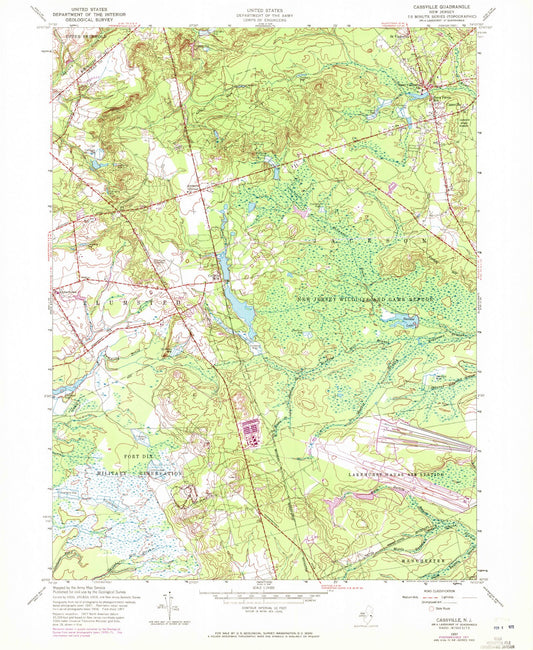 Classic USGS Cassville New Jersey 7.5'x7.5' Topo Map Image