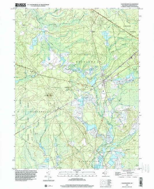 Classic USGS Chatsworth New Jersey 7.5'x7.5' Topo Map Image