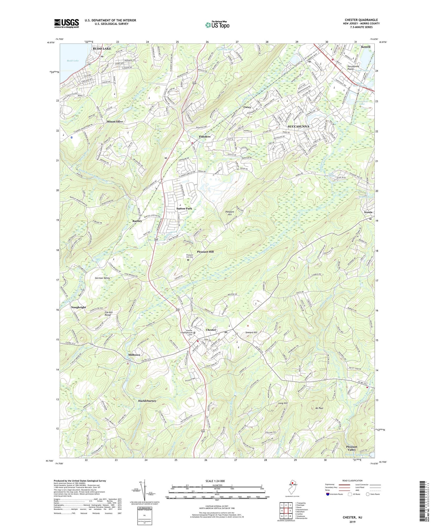 Chester New Jersey US Topo Map Image