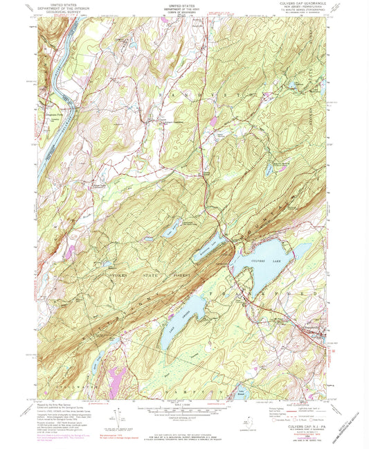 Classic USGS Culvers Gap New Jersey 7.5'x7.5' Topo Map Image