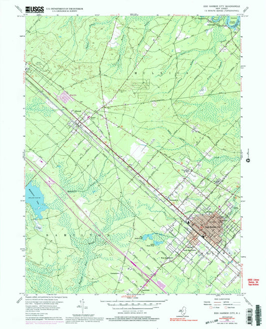 Classic USGS Egg Harbor City New Jersey 7.5'x7.5' Topo Map Image