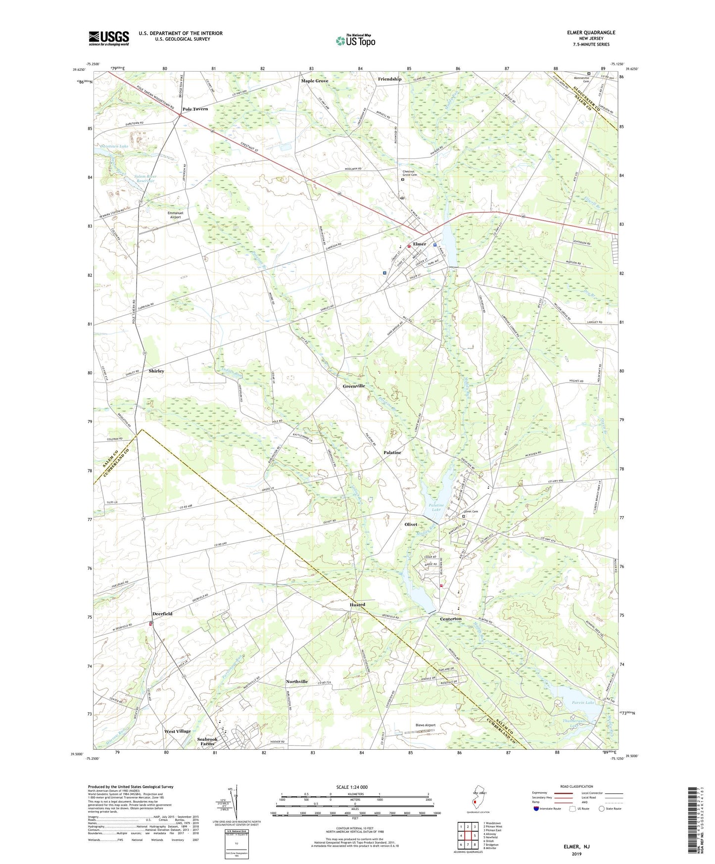 Elmer New Jersey US Topo Map Image