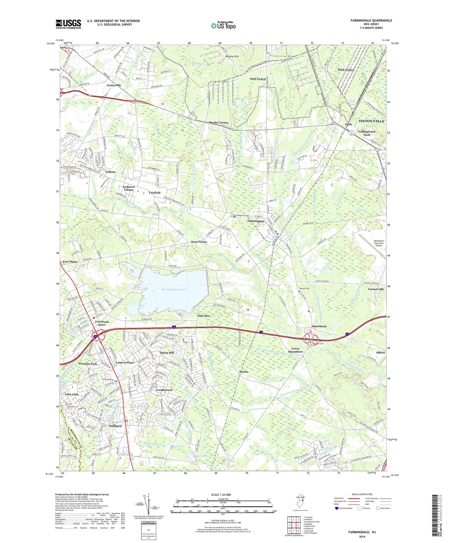 Farmingdale New Jersey US Topo Map Image