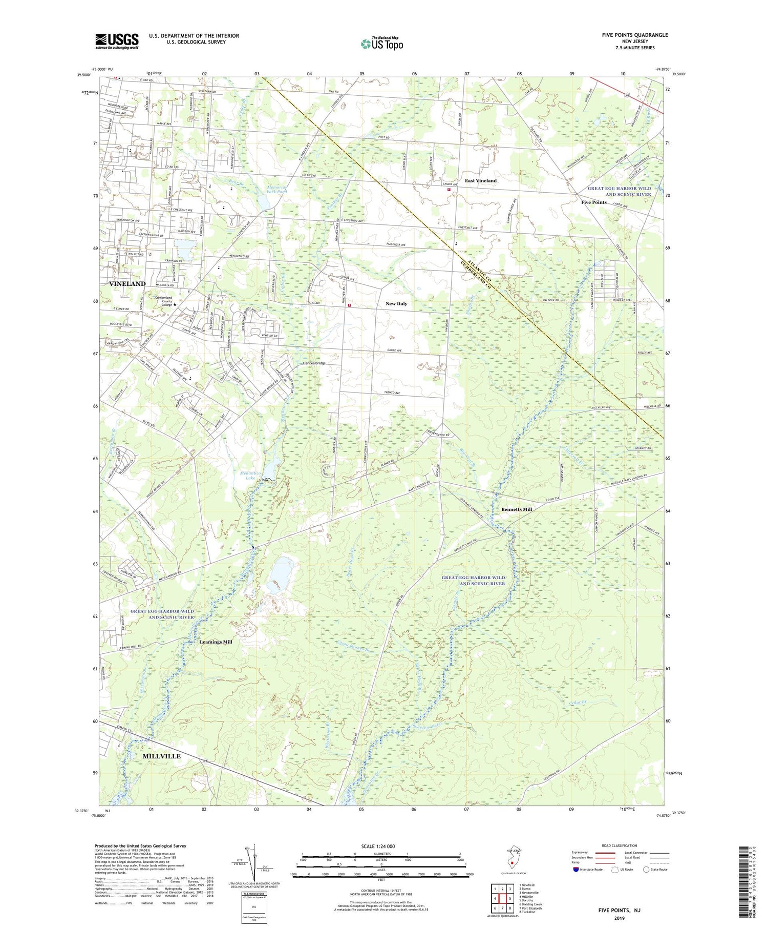 Five Points New Jersey US Topo Map Image
