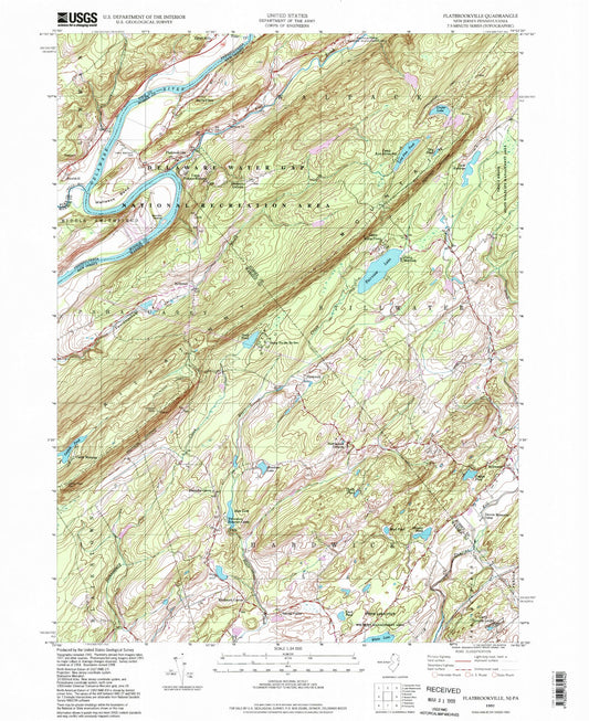 Classic USGS Flatbrookville New Jersey 7.5'x7.5' Topo Map Image