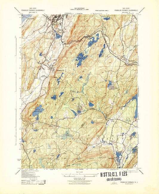 Classic USGS Franklin New Jersey 7.5'x7.5' Topo Map Image