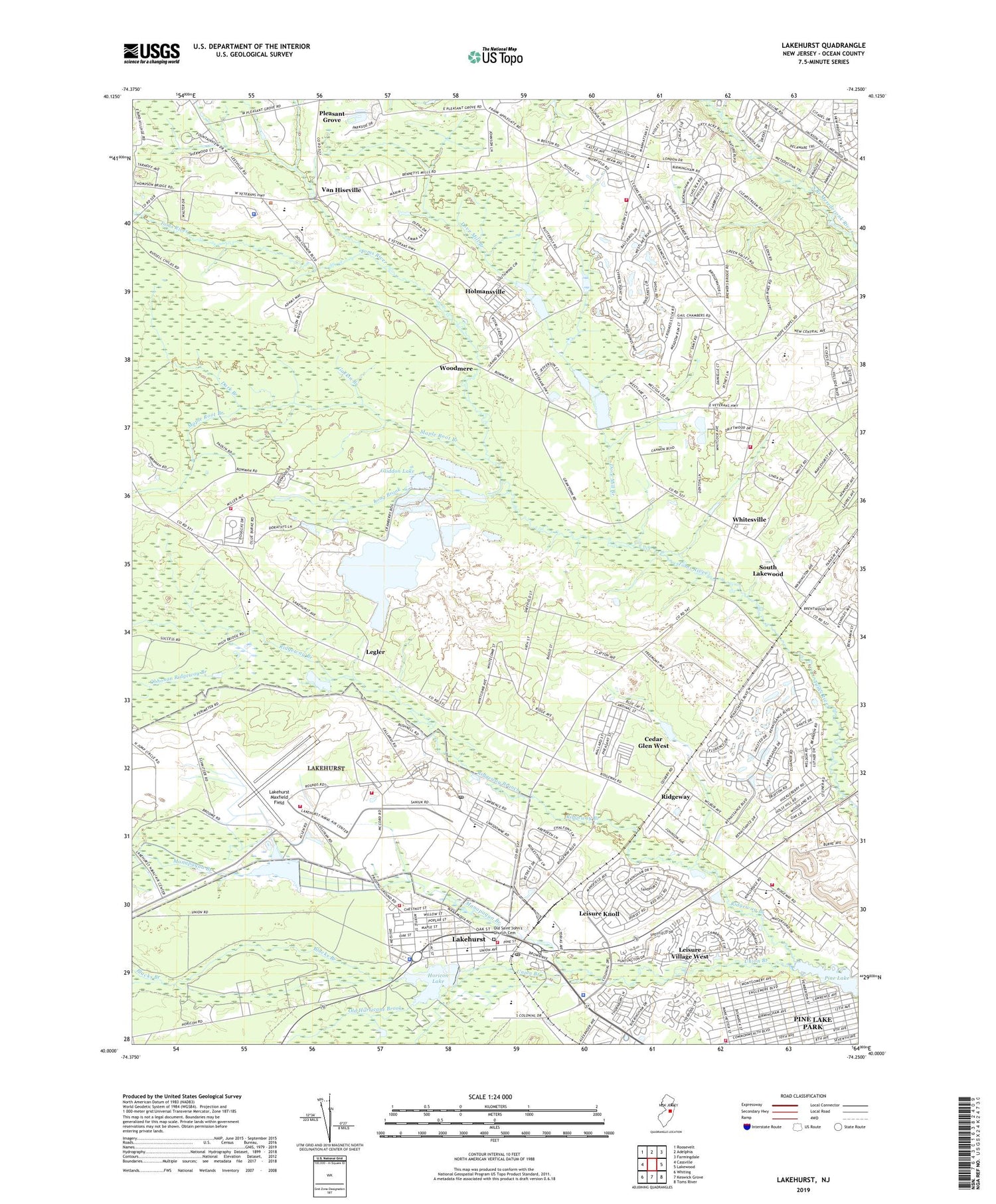 Lakehurst New Jersey US Topo Map Image