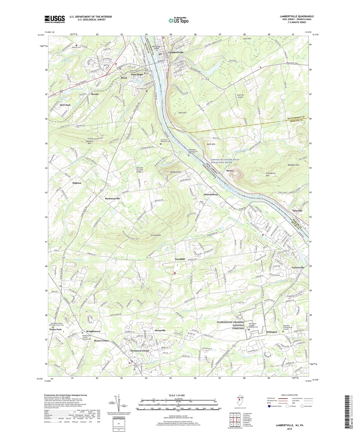 Lambertville New Jersey US Topo Map Image