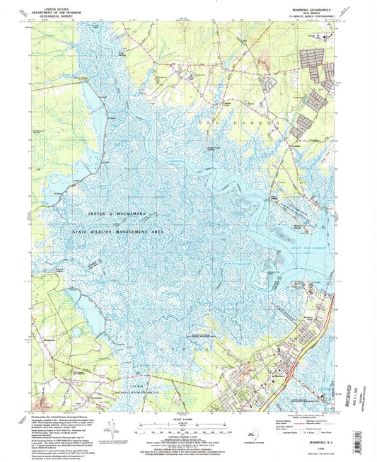 Classic USGS Marmora New Jersey 7.5'x7.5' Topo Map Image