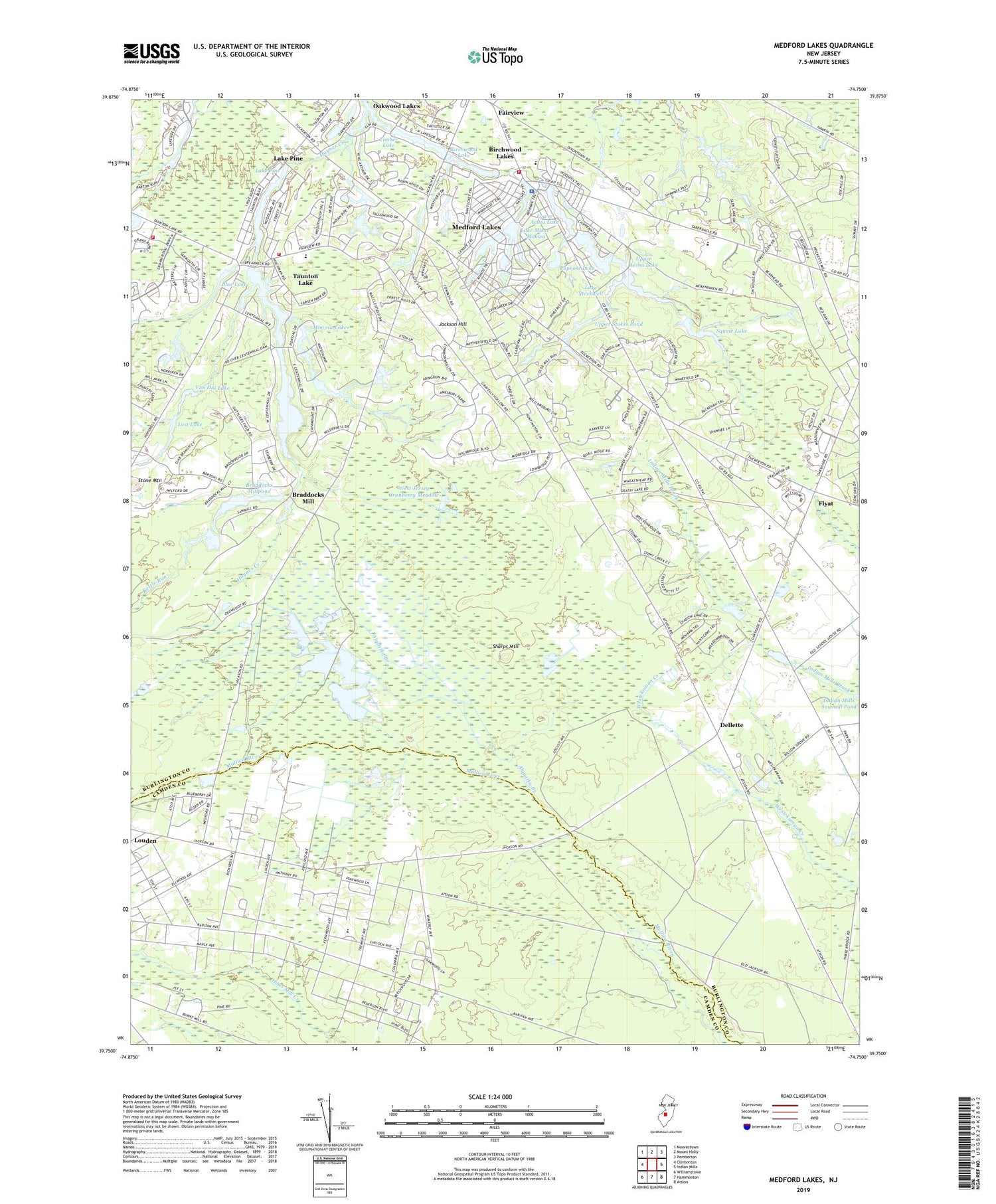 Medford Lakes New Jersey US Topo Map Image