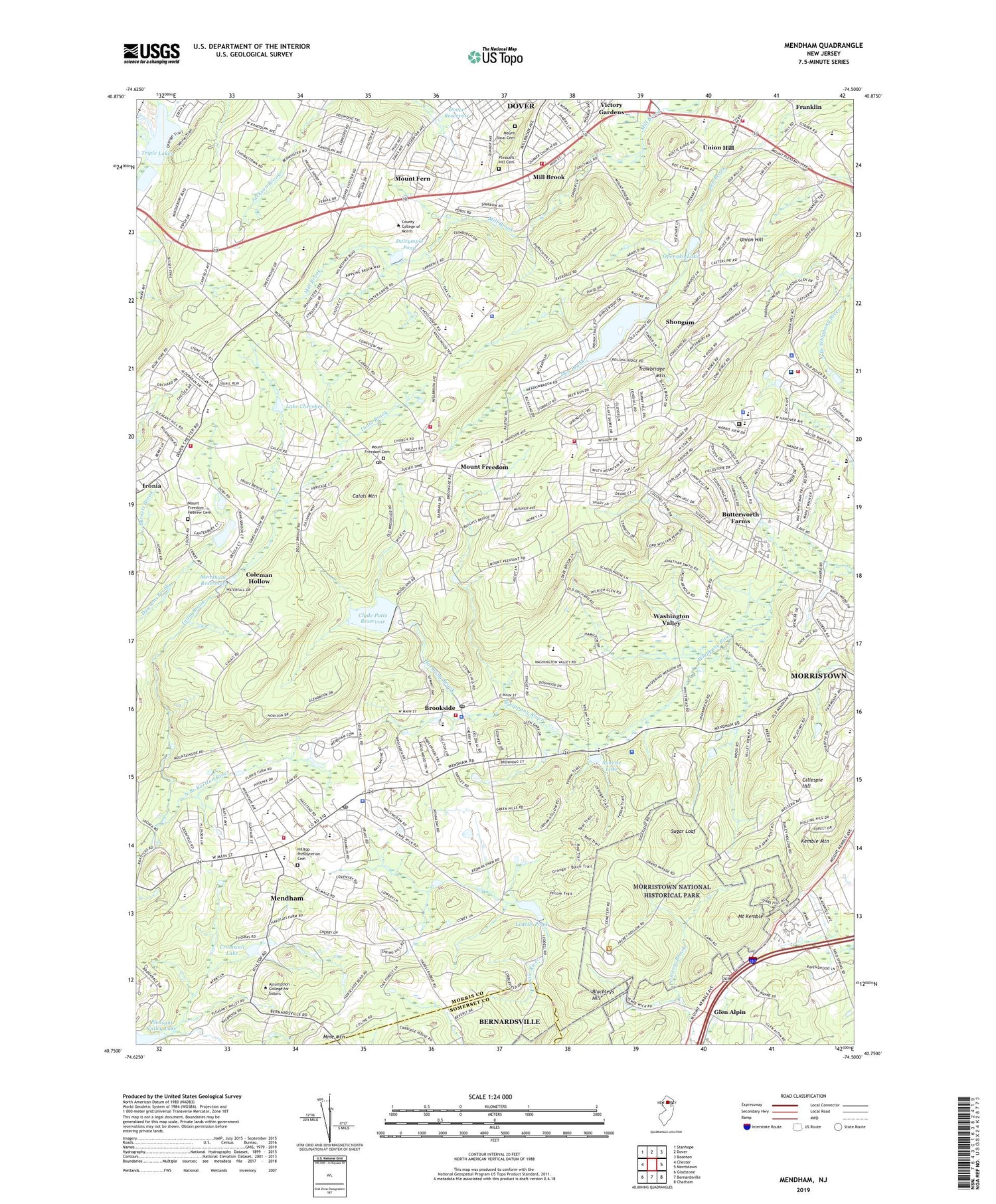 Mendham New Jersey US Topo Map Image