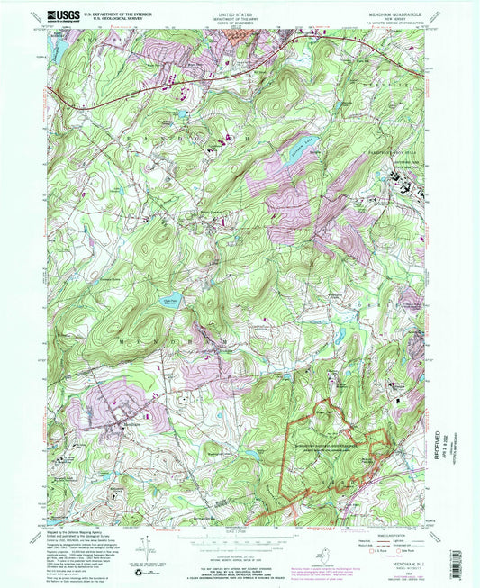 Classic USGS Mendham New Jersey 7.5'x7.5' Topo Map Image