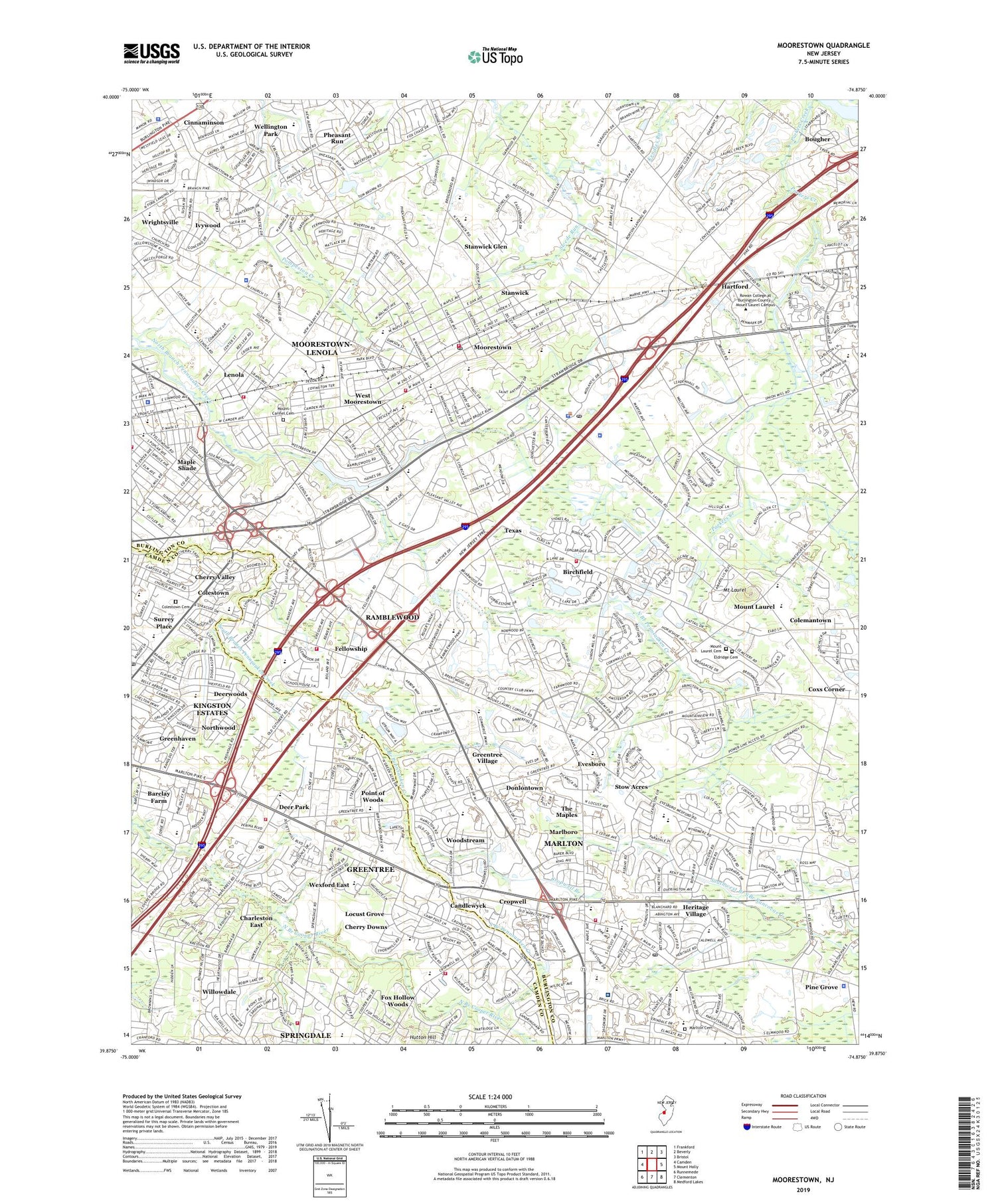 Moorestown New Jersey US Topo Map Image