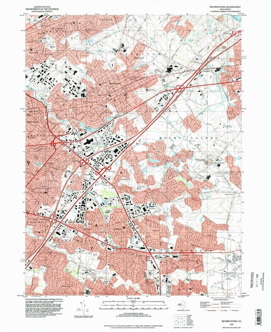 Classic USGS Moorestown New Jersey 7.5'x7.5' Topo Map Image
