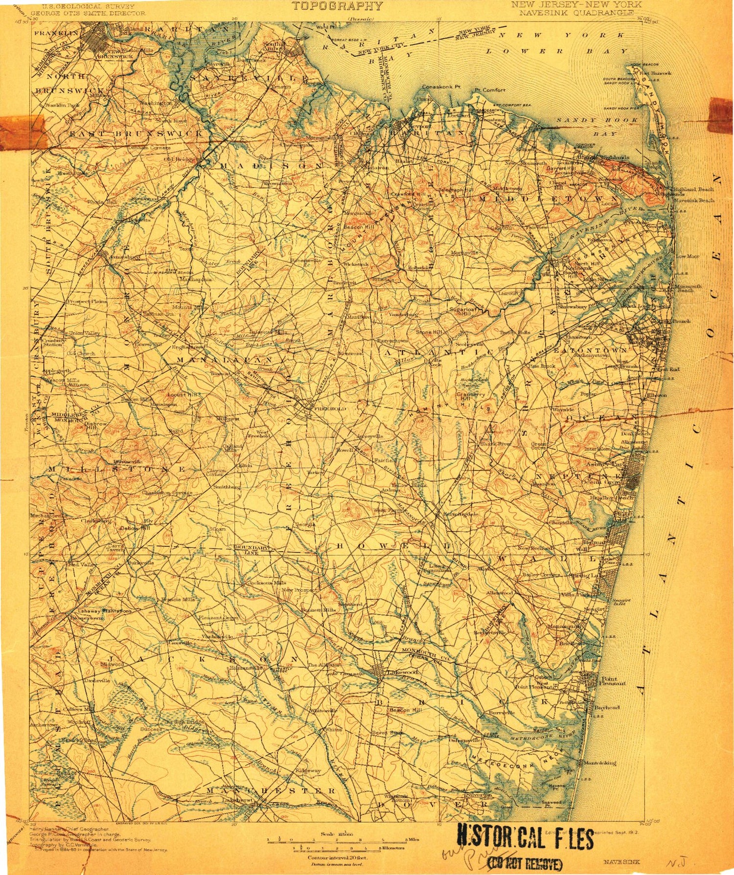 Historic 1902 Navesink New Jersey 30'x30' Topo Map Image