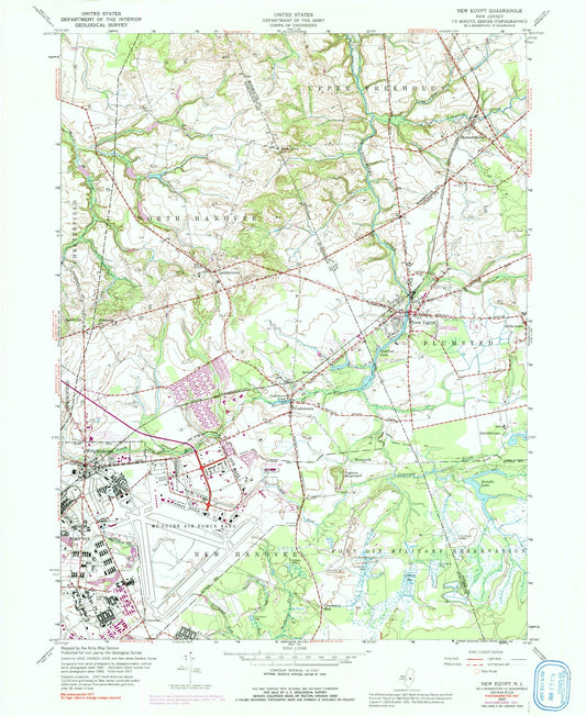 Classic USGS New Egypt New Jersey 7.5'x7.5' Topo Map Image
